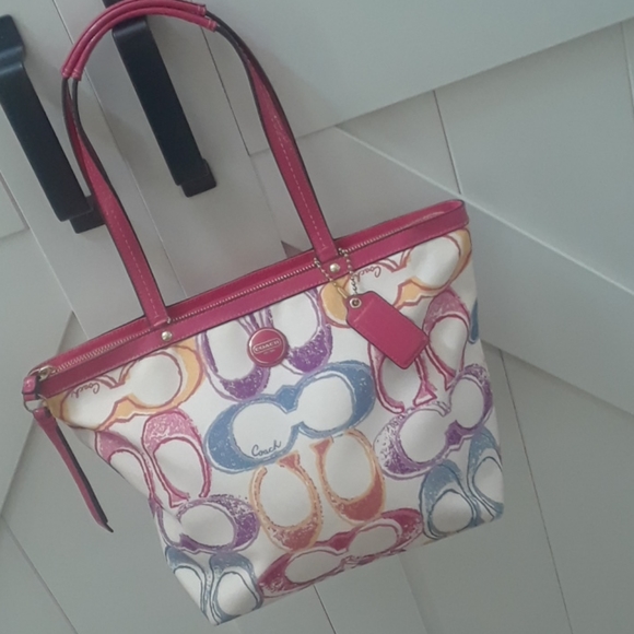 Coach Handbags - COACH SCRIBBLE TOTE..(FLAW)